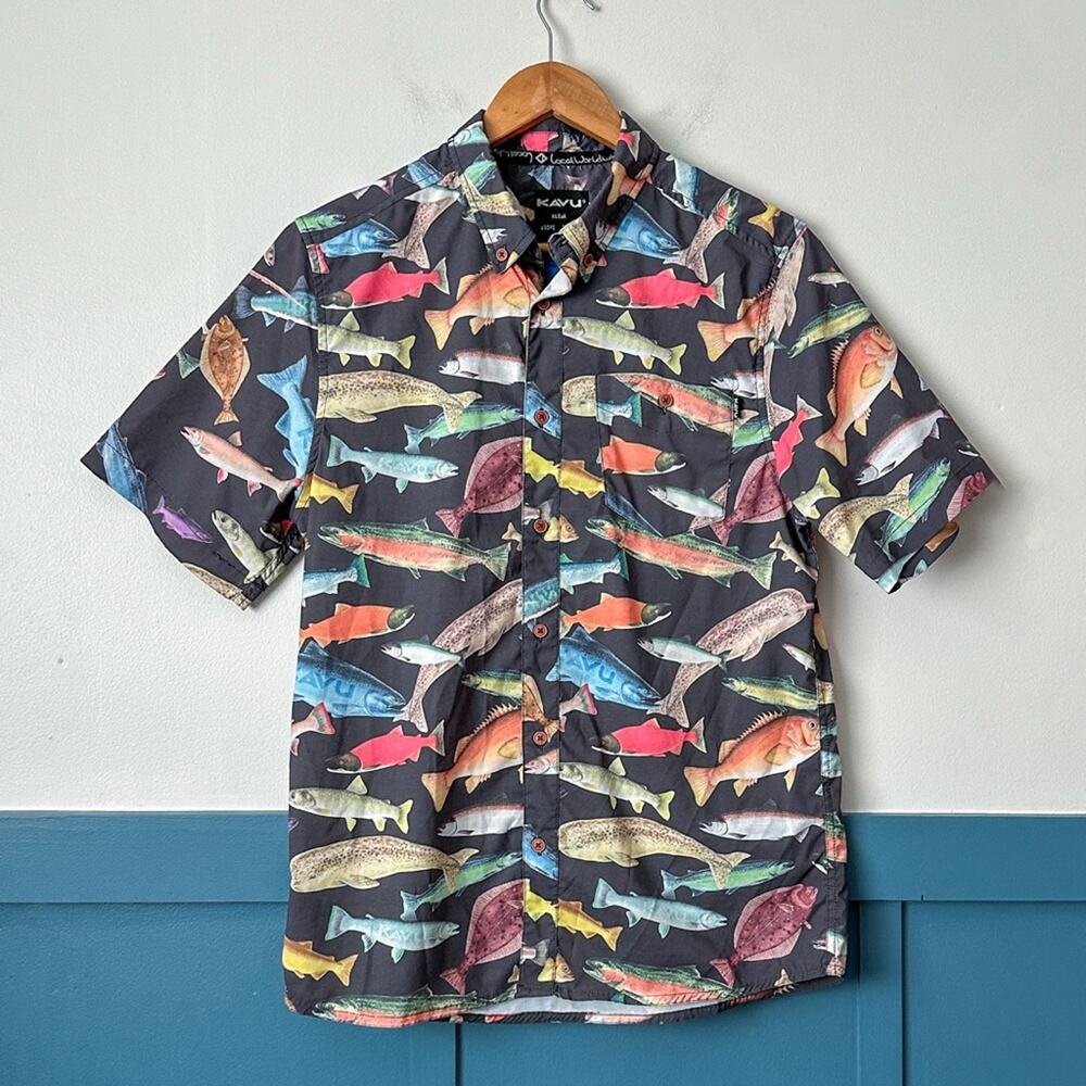 Kavu River Wrangler Shirt MENS SMALL Fishing Performance Stretch Button Down